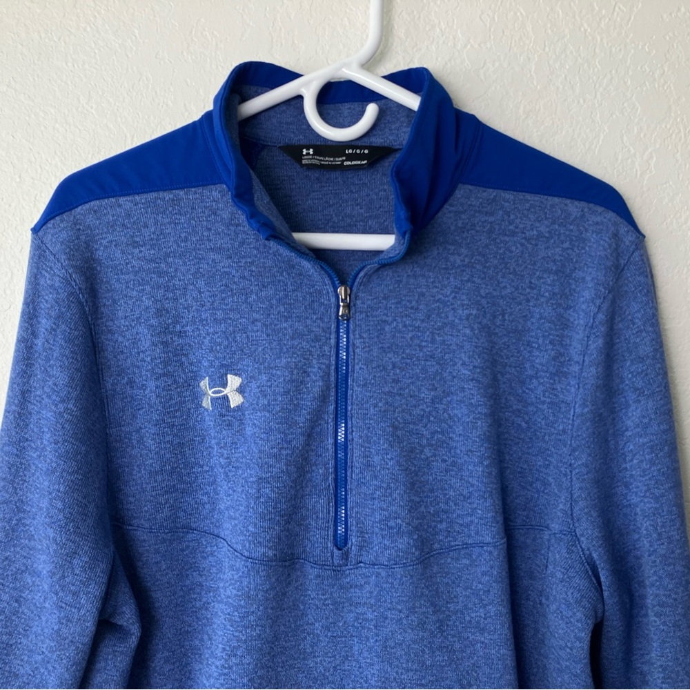 Under Armour Men’s Size Large Cold Gear 1/4 Zip Loose Fit Fleece Pullover Blue